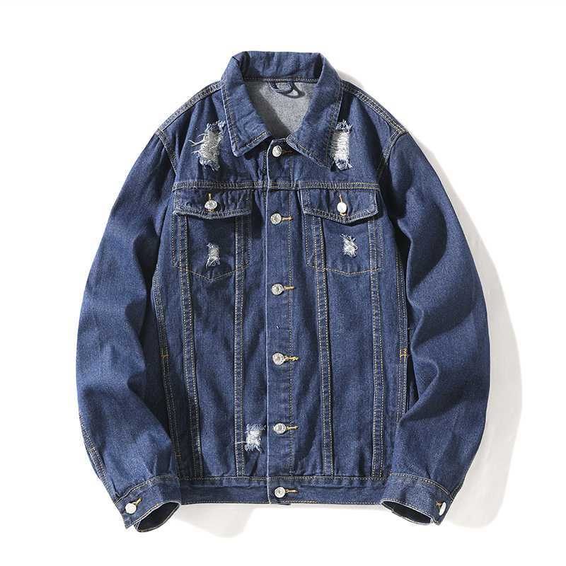 2024 Ripped Denim Jacket Heren Lichte Kleur Trend Bovenkleding