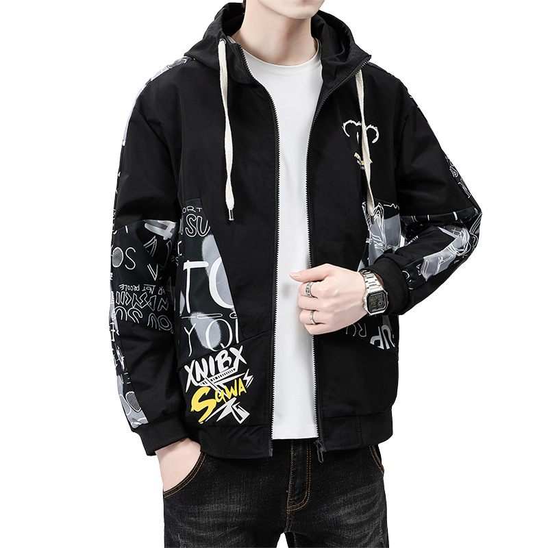 Casual Herenjacks Trend Hooded Cardigan Loose Windbreaker Sports