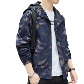 Casual Knap Jack Heren Trend Camouflage Gereedschapsjack Met Capuchon