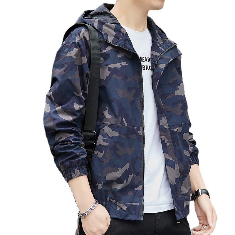 Casual Knap Jack Heren Trend Camouflage Gereedschapsjack Met Capuchon