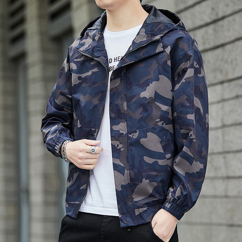 Casual Knap Jack Heren Trend Camouflage Gereedschapsjack Met Capuchon