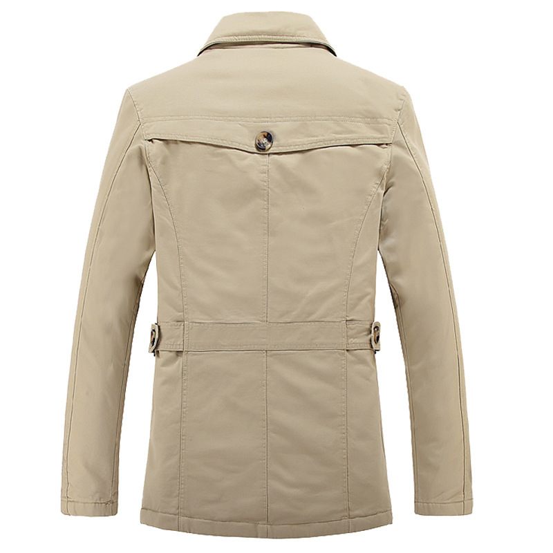 Herenjassen Casual Trenchcoat Opstaande Kraag Effen Kleur