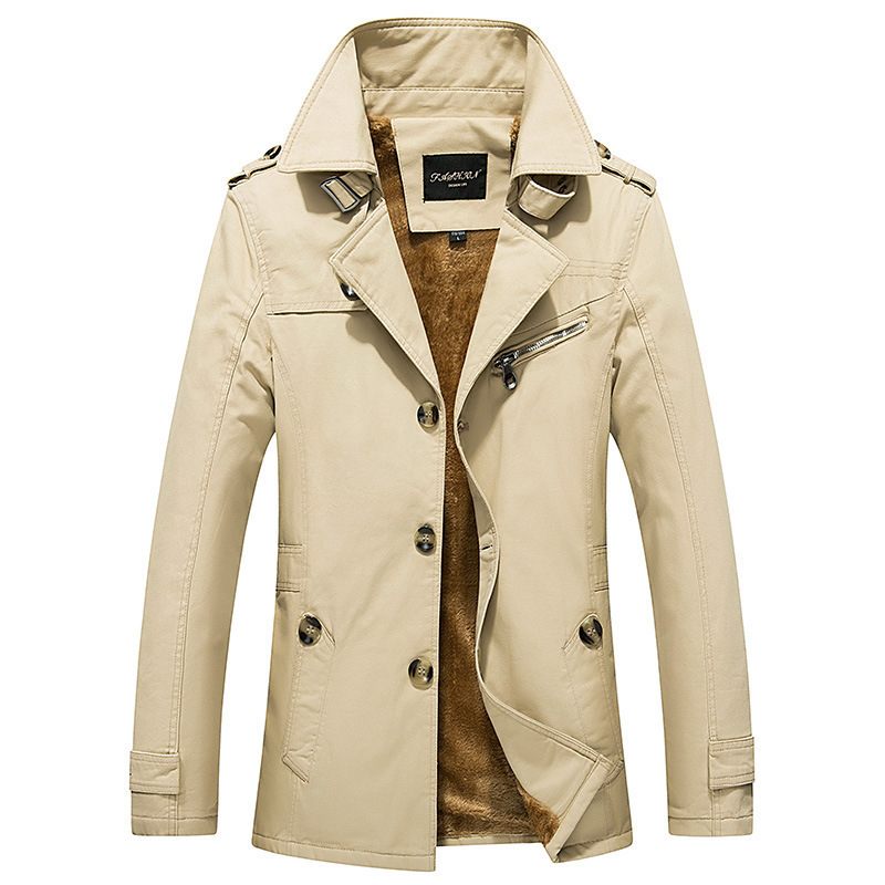 Herenjassen Casual Trenchcoat Opstaande Kraag Effen Kleur