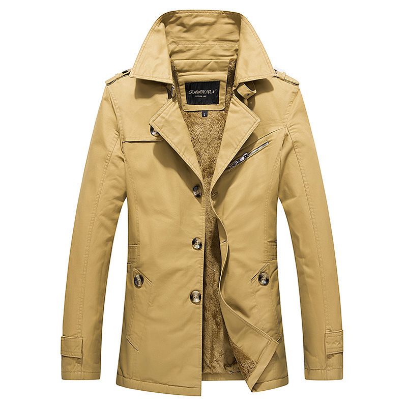 Herenjassen Casual Trenchcoat Opstaande Kraag Effen Kleur