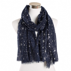 Bronzing Silver Stars Starry Sky Sjaal Dames Galaxy