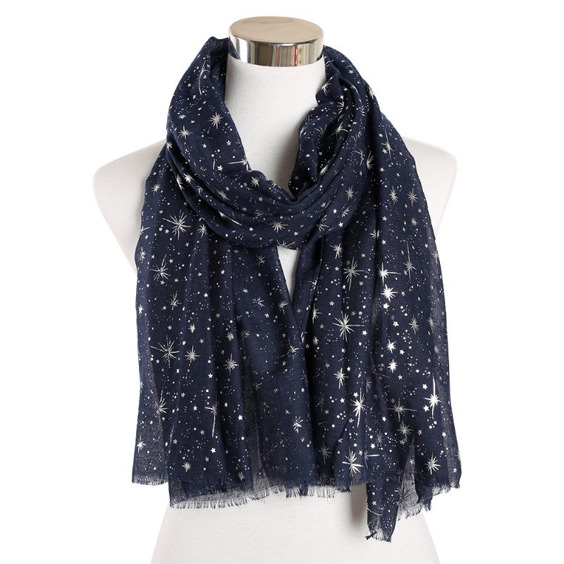 Bronzing Silver Stars Starry Sky Sjaal Dames Galaxy