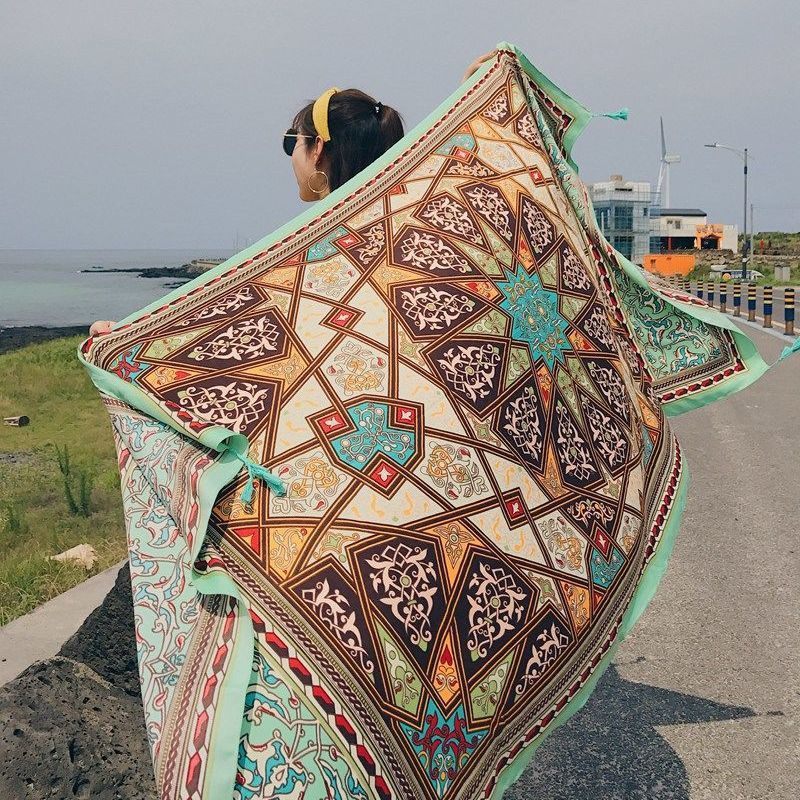 Lente En Zomer Shawl Qinghai Toerisme Kust Strandlaken Gaas Zonnescherm Katoen En Linnen Sjaal Voor Vrouwen