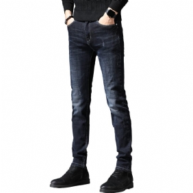 2024 Herenjeans Slim Fit Elastische Kokerbroek Trend Rechte Effen Kleur