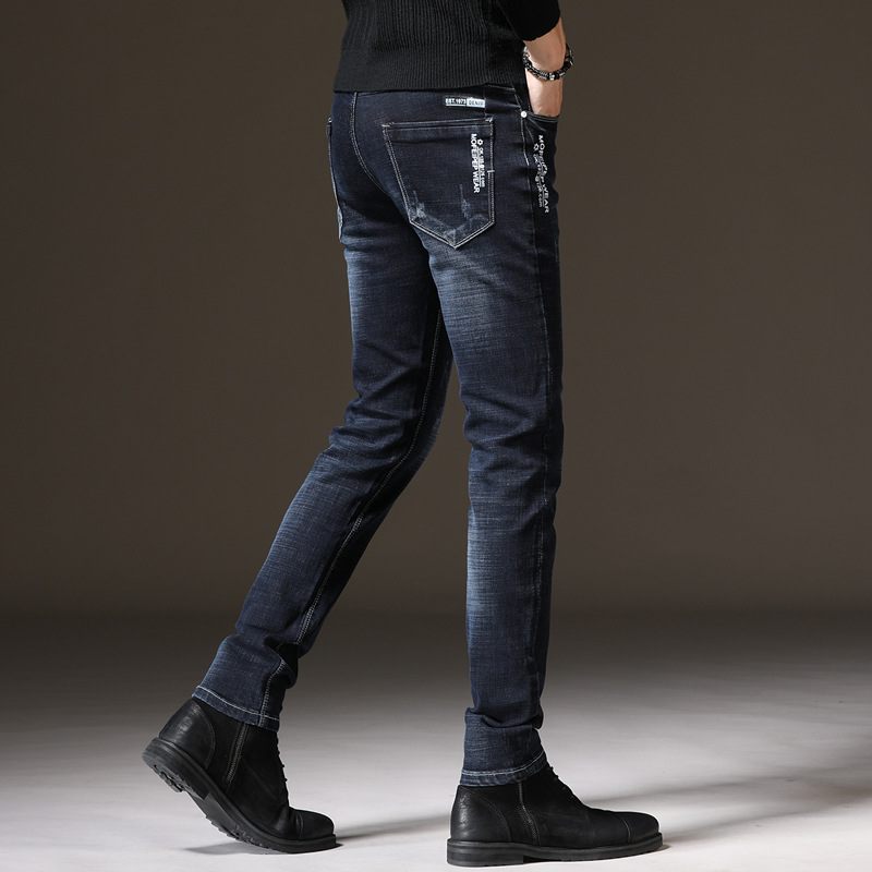 2024 Herenjeans Slim Fit Elastische Kokerbroek Trend Rechte Effen Kleur