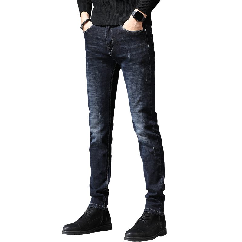 2024 Herenjeans Slim Fit Elastische Kokerbroek Trend Rechte Effen Kleur