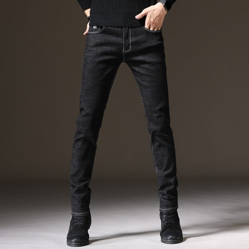 2024 Herenjeans Slim Fit Elastische Kokerbroek Trend Rechte Effen Kleur