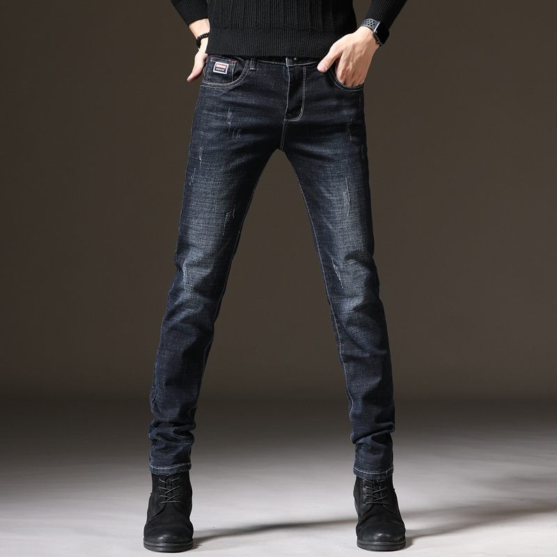 2024 Herenjeans Slim Fit Elastische Kokerbroek Trend Rechte Effen Kleur