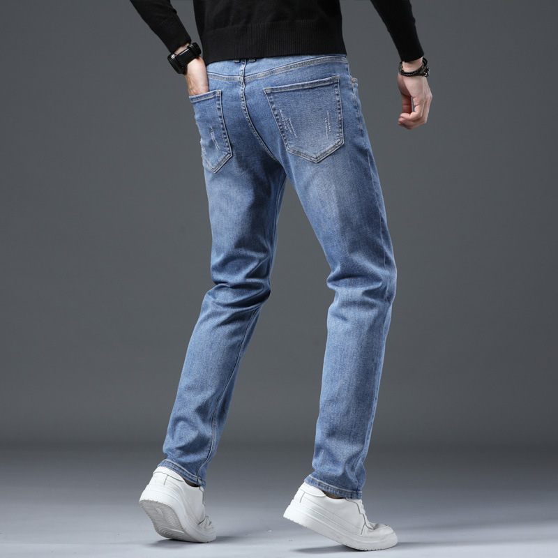 2024 Lichte Kleur Dunne Herenjeans Stretch Slim Fit Straight Fashion Casual