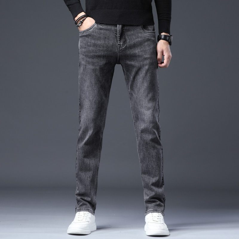 2024 Lichte Kleur Dunne Herenjeans Stretch Slim Fit Straight Fashion Casual