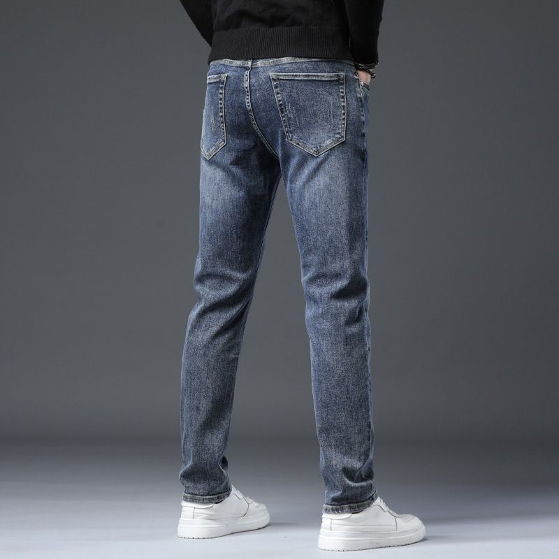 2024 Lichte Kleur Dunne Herenjeans Stretch Slim Fit Straight Fashion Casual