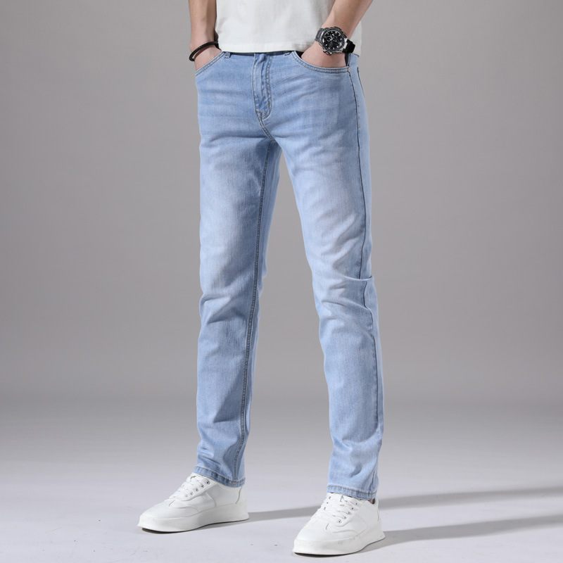 2024 Lichte Kleur Dunne Herenjeans Stretch Slim Fit Straight Fashion Casual