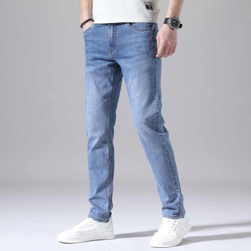 2024 Lichte Kleur Dunne Herenjeans Stretch Slim Fit Straight Fashion Casual