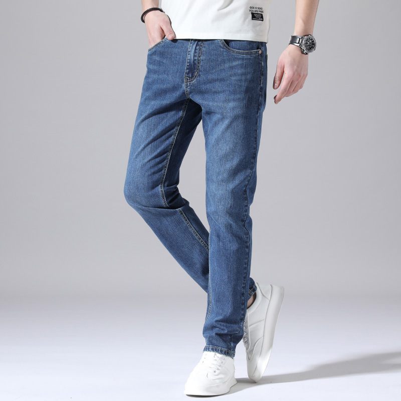 2024 Lichte Kleur Dunne Herenjeans Stretch Slim Fit Straight Fashion Casual