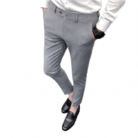 Borduren Casual Broek Slim Fit Small Feet Heren