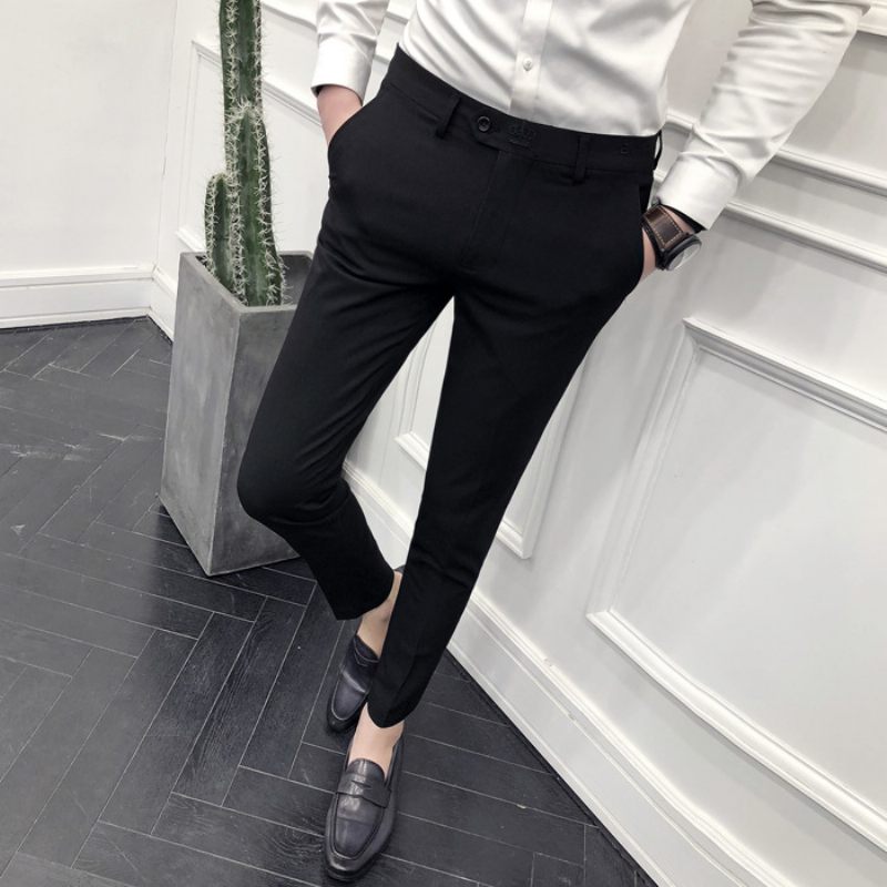 Borduren Casual Broek Slim Fit Small Feet Heren