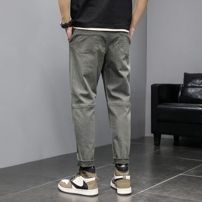 Elastische Jeans Heren Trendy Slim Fit Broek Met Rechte Pijpen