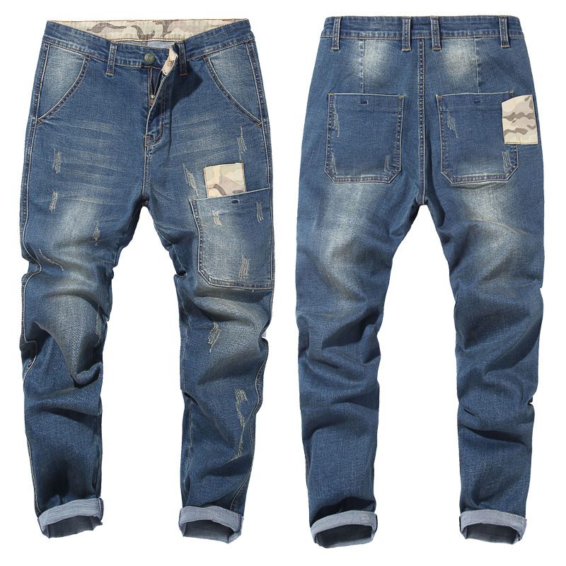 Heren Jeans Losse Broek Zwarte Hoge Taille