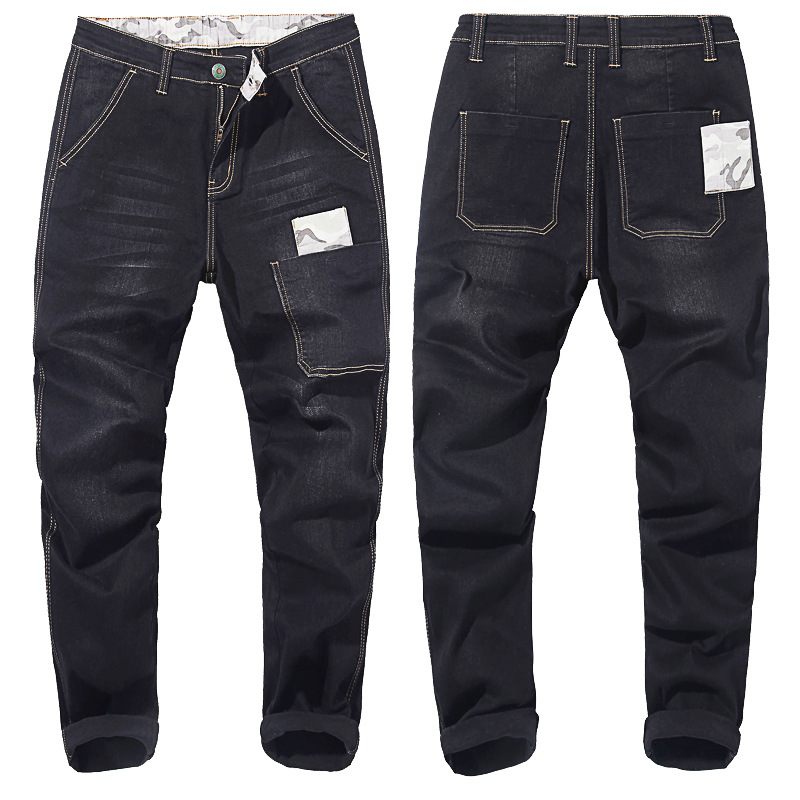 Heren Jeans Losse Broek Zwarte Hoge Taille