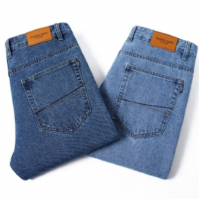 Heren Katoenen Jeans Losse Rechte Dikke Hoge Taille Casual