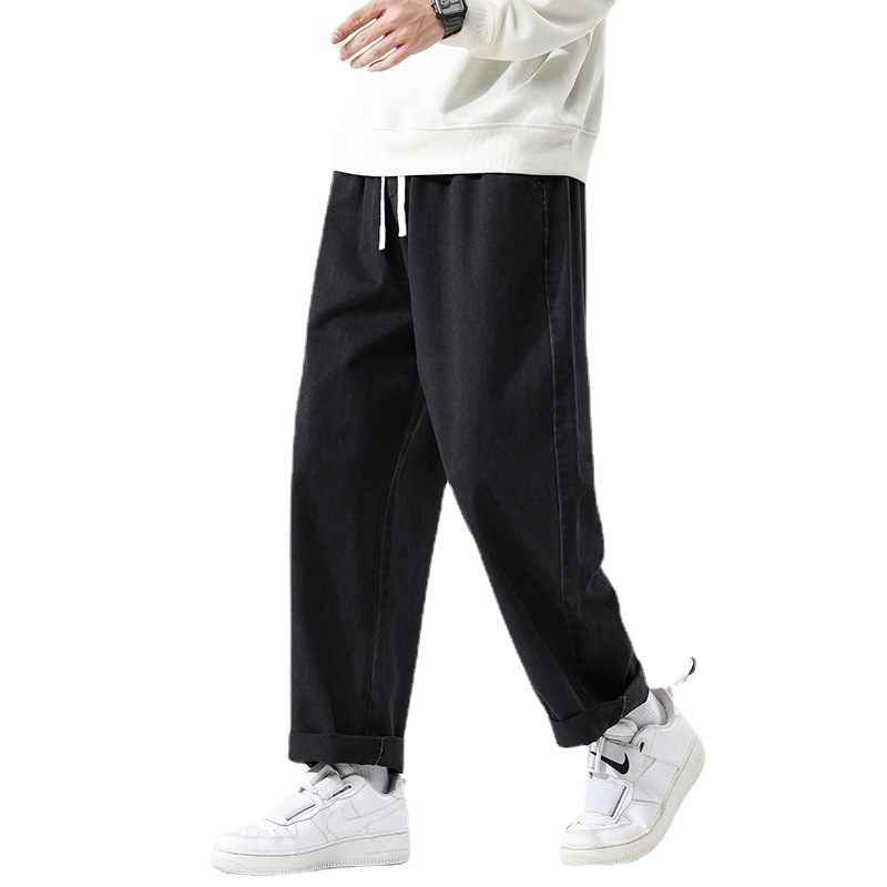 Heren Overall Rechte Losse Casual Effen Kleur Wijde Pijpen Broek