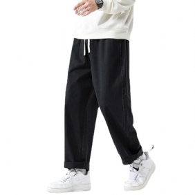 Heren Overall Rechte Losse Casual Effen Kleur Wijde Pijpen Broek