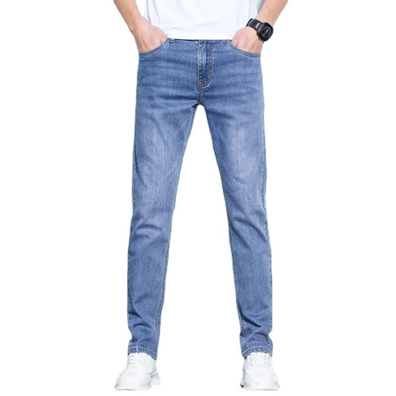 Herenjeans Losse Rechte Stretch Slim Fit Broek Casual Trend