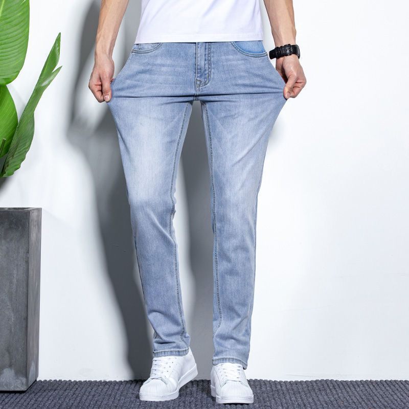 Herenjeans Losse Rechte Stretch Slim Fit Broek Casual Trend