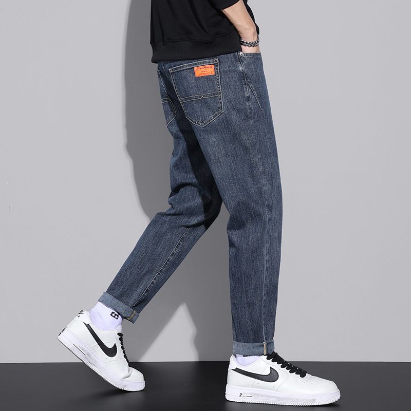 Herenjeans Rechte Losse Casual Broek Slim Fit Trend