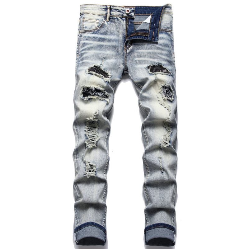 Herenjeans Slim Fit Broek Met Rits