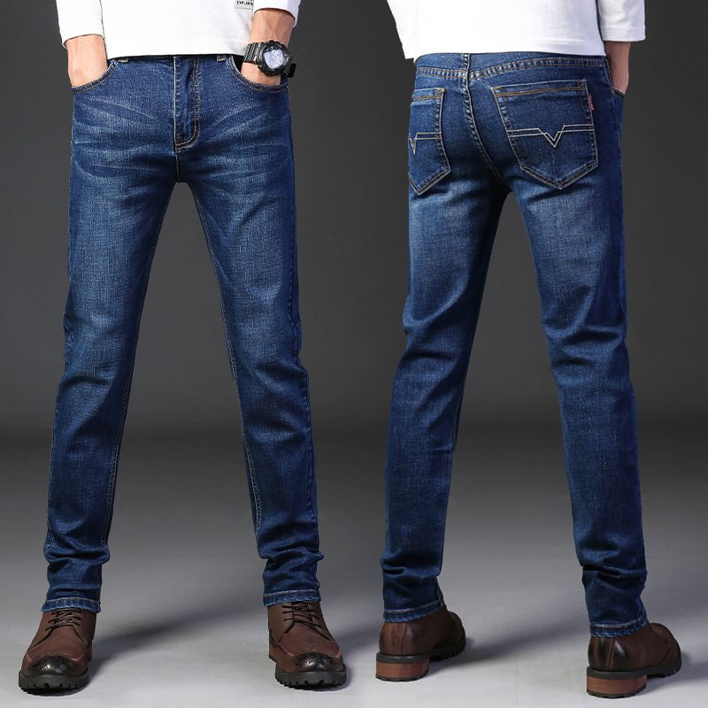 Herenjeans Slim Fit Recht Los Elastisch Grote Maten Casual