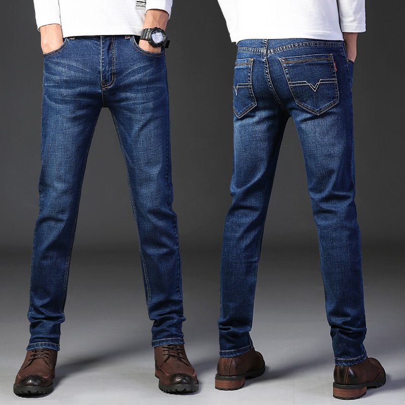 Herenjeans Slim Fit Recht Los Elastisch Grote Maten Casual