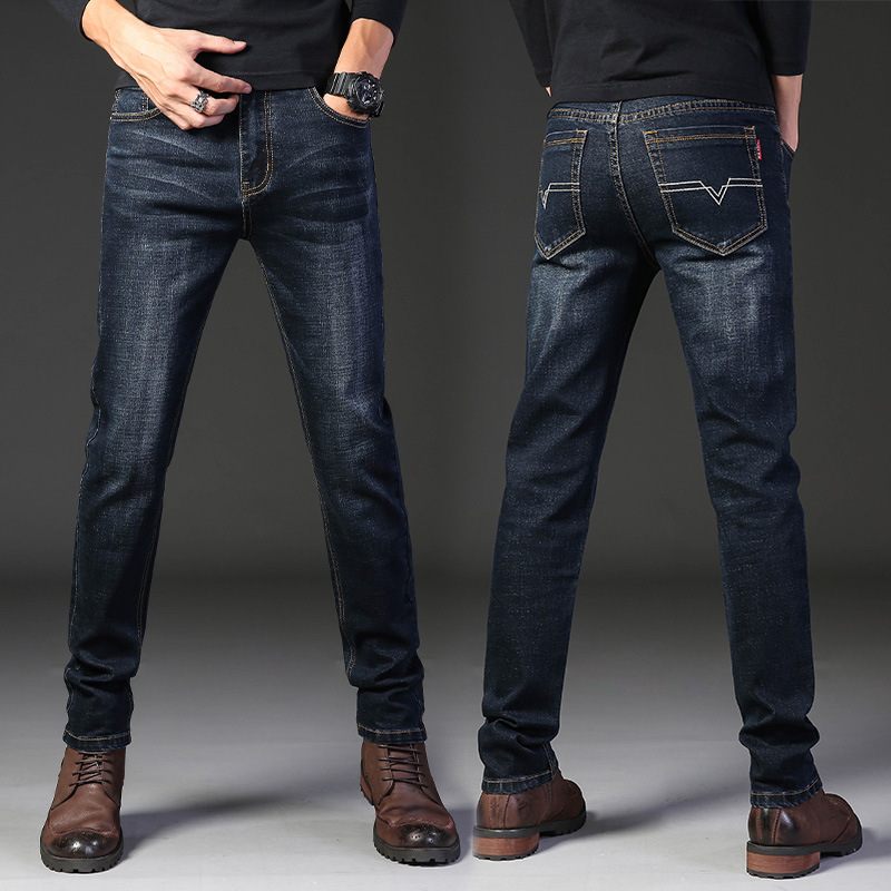 Herenjeans Slim Fit Recht Los Elastisch Grote Maten Casual