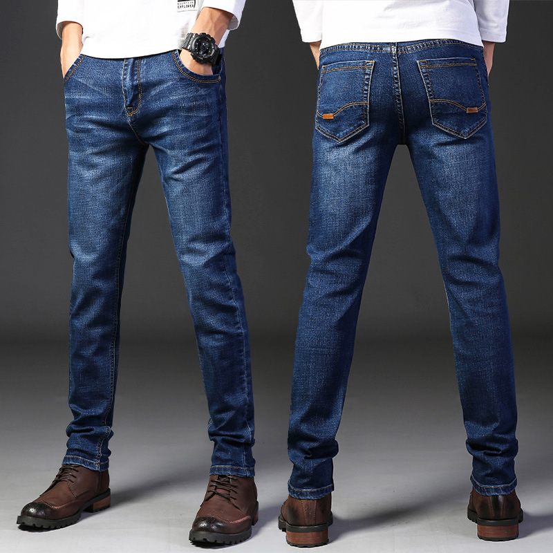 Herenjeans Slim Fit Recht Los Elastisch Grote Maten Casual