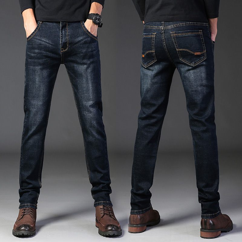 Herenjeans Slim Fit Recht Los Elastisch Grote Maten Casual