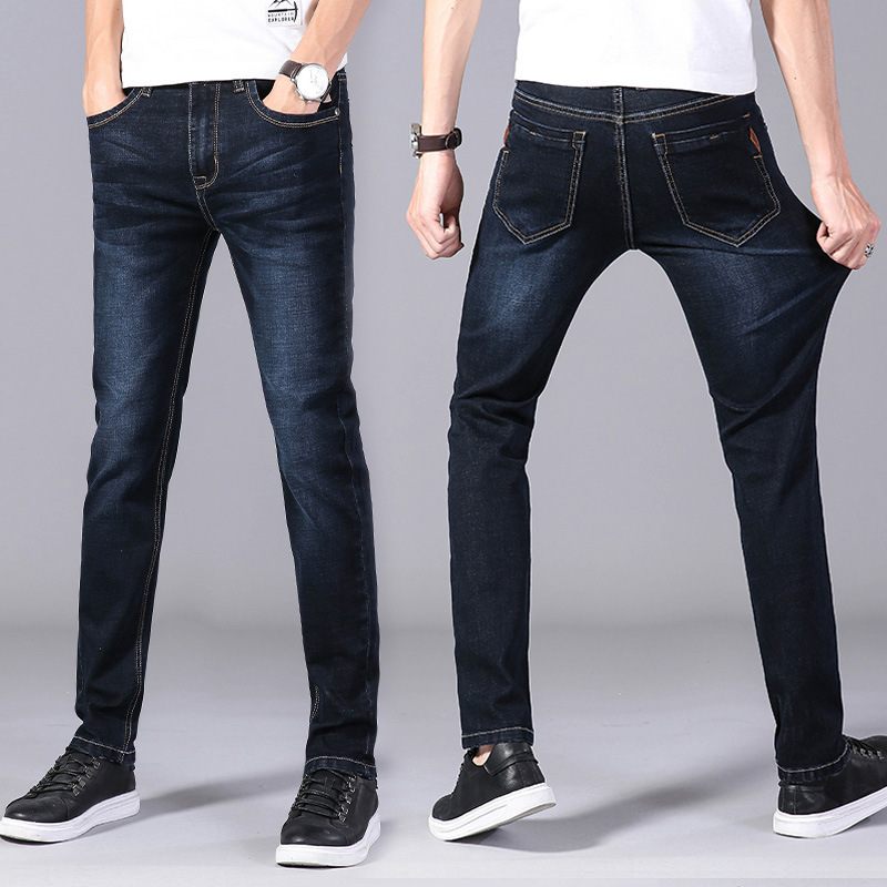 Herenjeans Slim Fit Recht Los Elastisch Grote Maten Casual