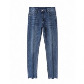 Katoenen Herenjeans Rechte Stretchbroek Casual Slim Fit