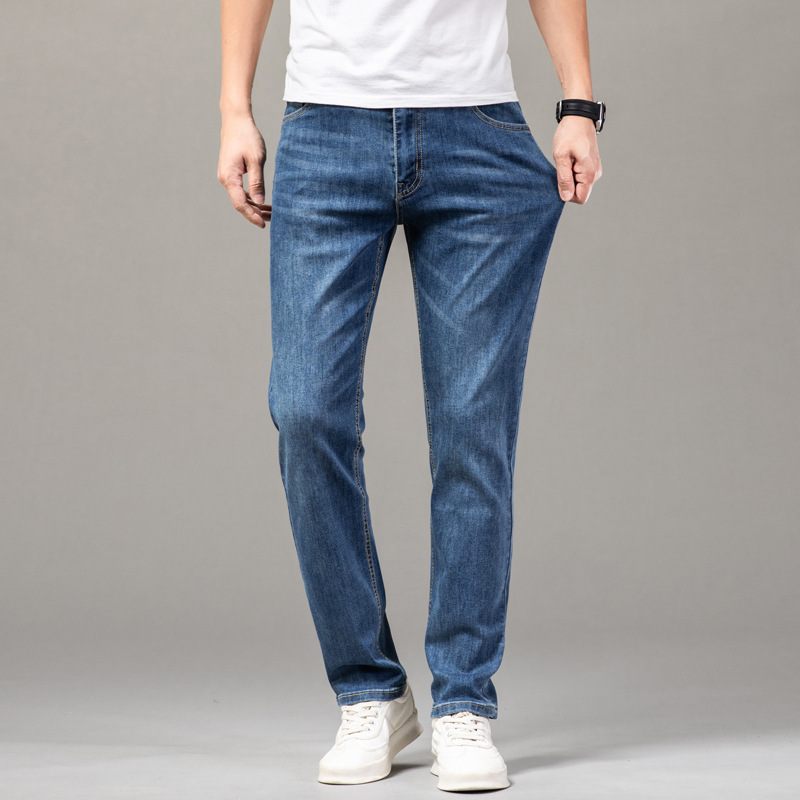 Katoenen Herenjeans Rechte Stretchbroek Casual Slim Fit