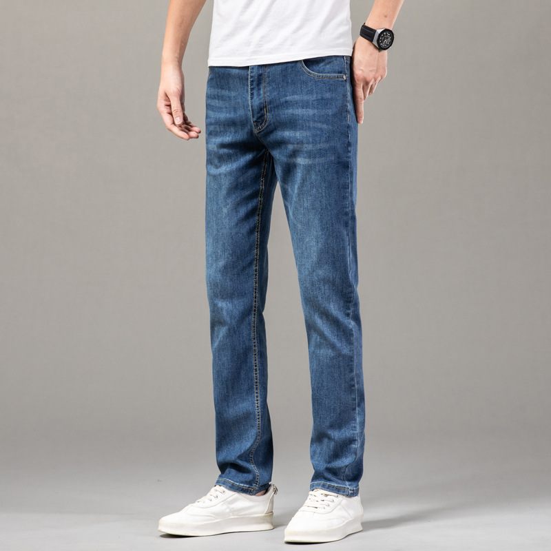 Katoenen Herenjeans Rechte Stretchbroek Casual Slim Fit