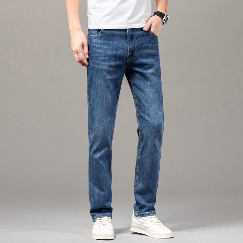 Katoenen Herenjeans Rechte Stretchbroek Casual Slim Fit