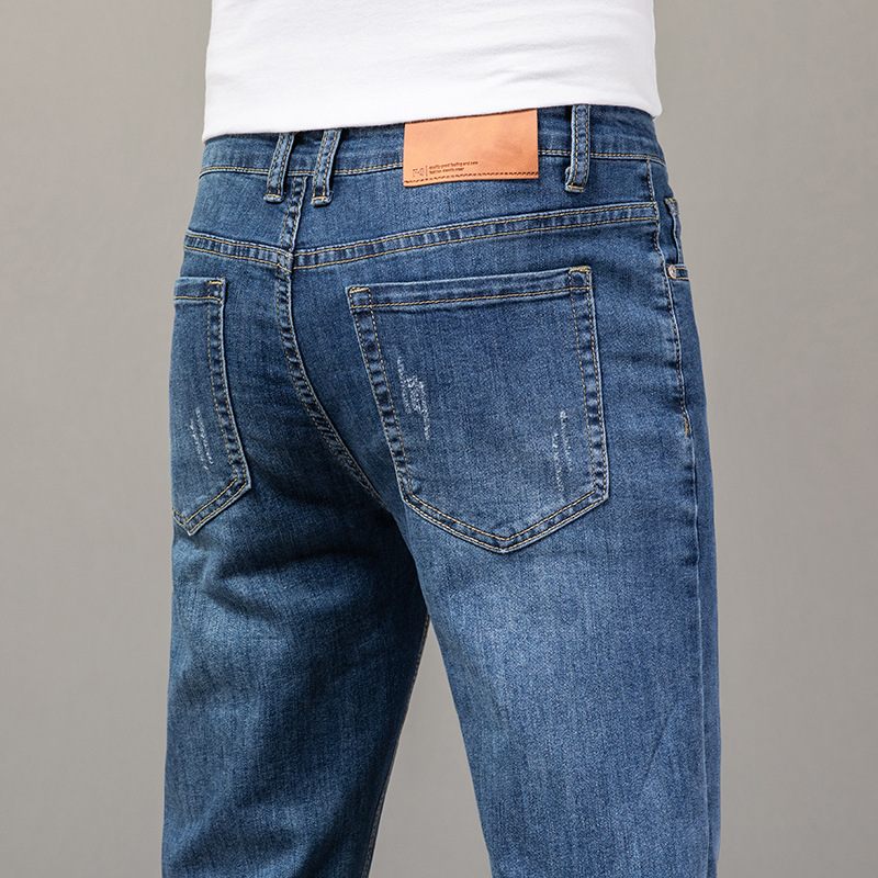 Katoenen Herenjeans Rechte Stretchbroek Casual Slim Fit