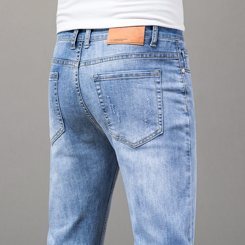 Katoenen Herenjeans Rechte Stretchbroek Casual Slim Fit