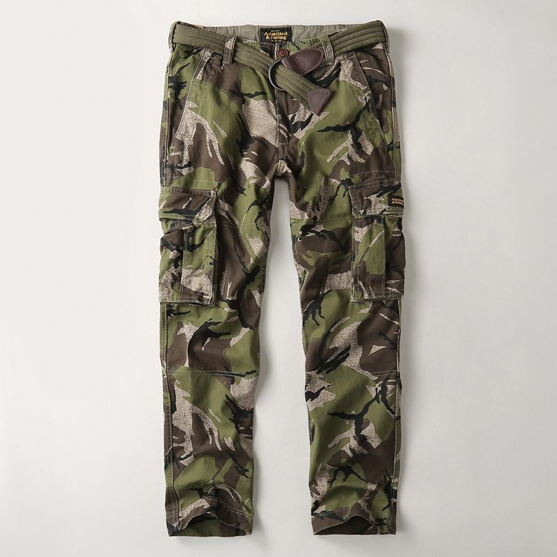 Retro Broek Werkkleding Heren Camouflage Losse Katoenen Outdoor Casual Bovenkleding