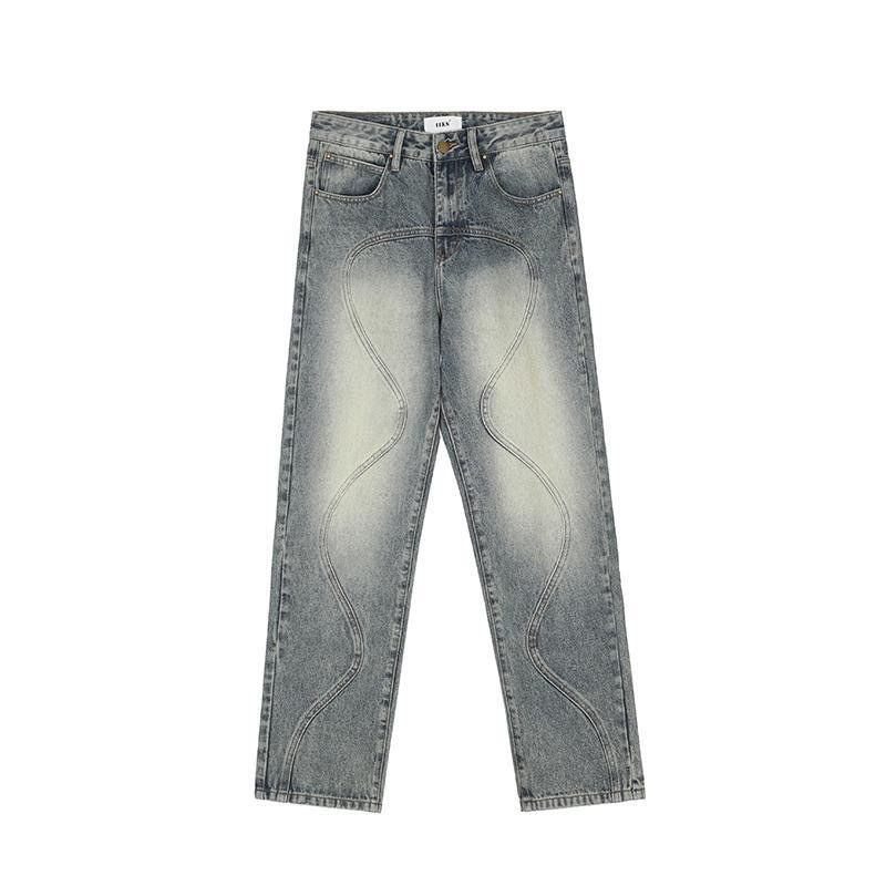 Retro Driedimensionale Rechte Jeans Heren Loose Mid-rise