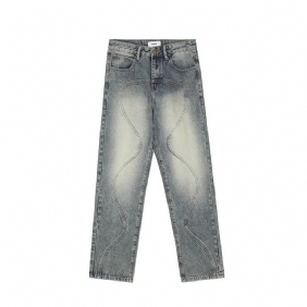 Retro Driedimensionale Rechte Jeans Heren Loose Mid-rise