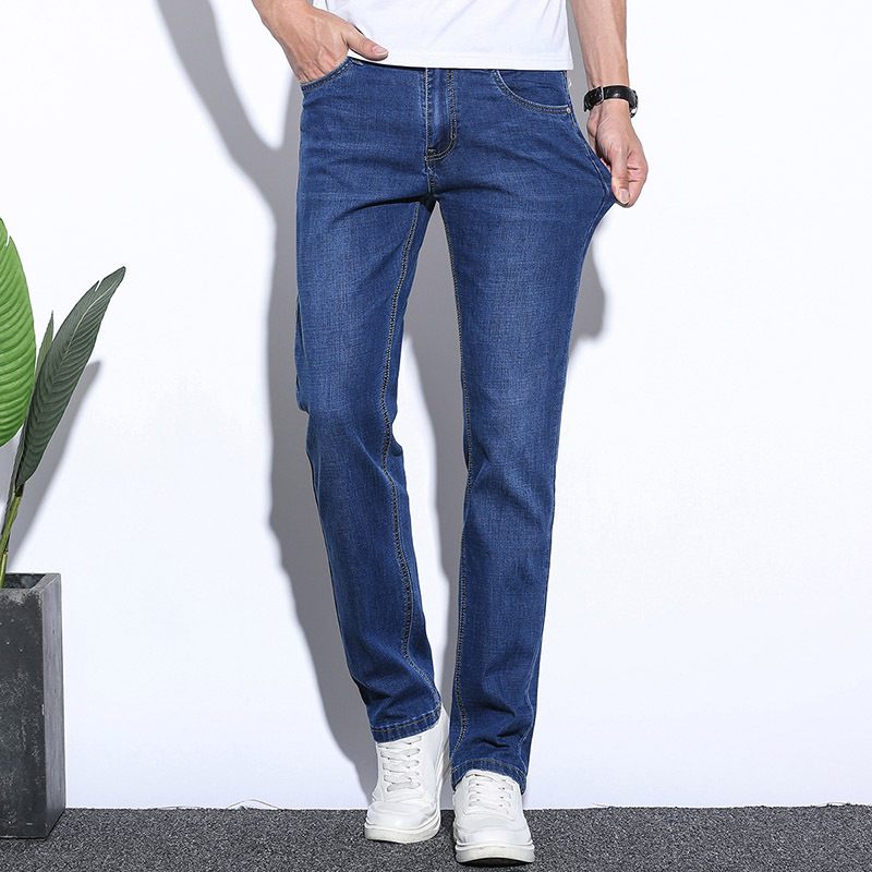 Stretch Jeans Heren Slim Fit Recht Trendy Casual